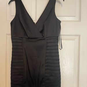 Calvin Klein Cocktail Dress Black Leather Looking Dress